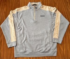 Turtleson Men's Large Quarter-Zip Luxury Golf Pullover, Blue & Gray, GSGA Logo